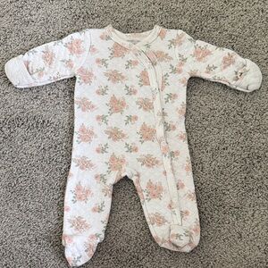 Shabby Chic Pink and Cream Floral Kids Footie